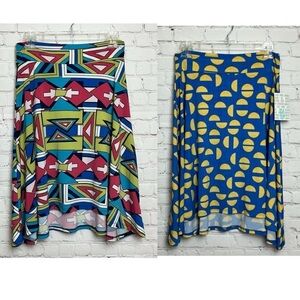 TWO Lularoe Kids Azure Printed Skirts